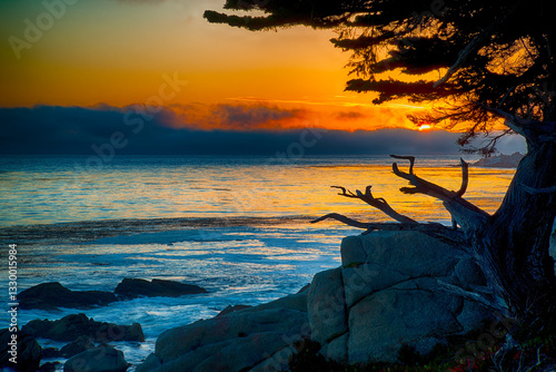 Orange sunset on 17 mile drive