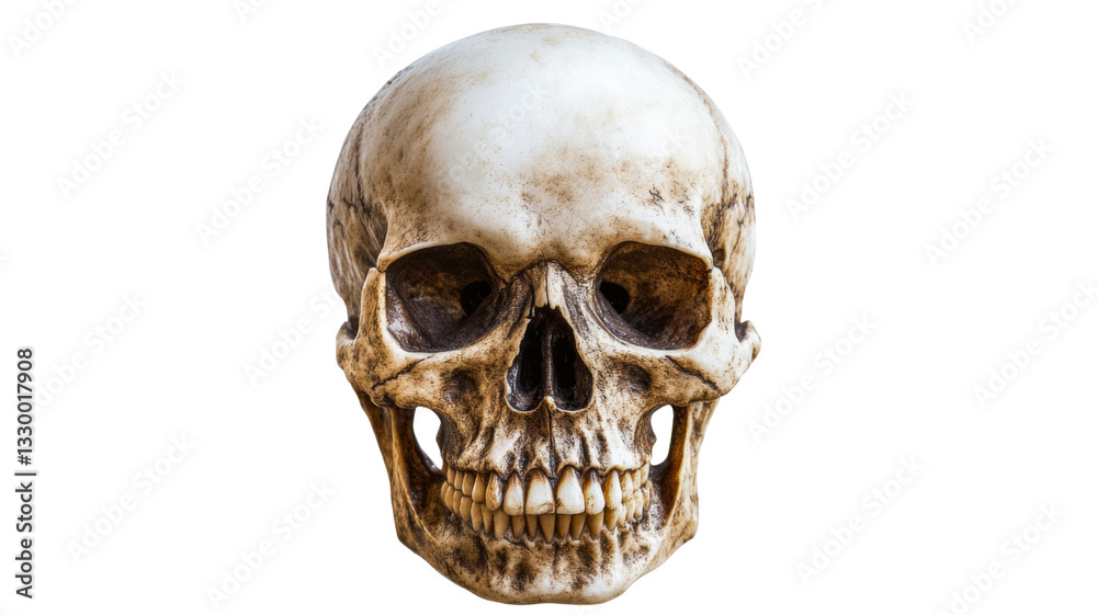 Human skull isolated on transparent background showing teeth Human skull isolated on transparent background showing teeth