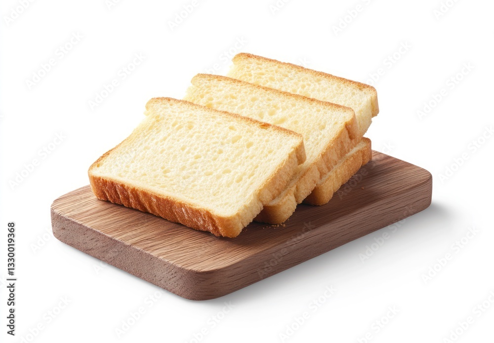 Slices of White Bread Stacked on Wooden Cutting Board Still Life Slices of White Bread Stacked on Wooden Cutting Board Still Life