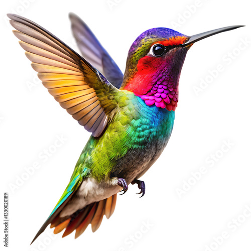 colorful hummingbird isolated on white background.PNG