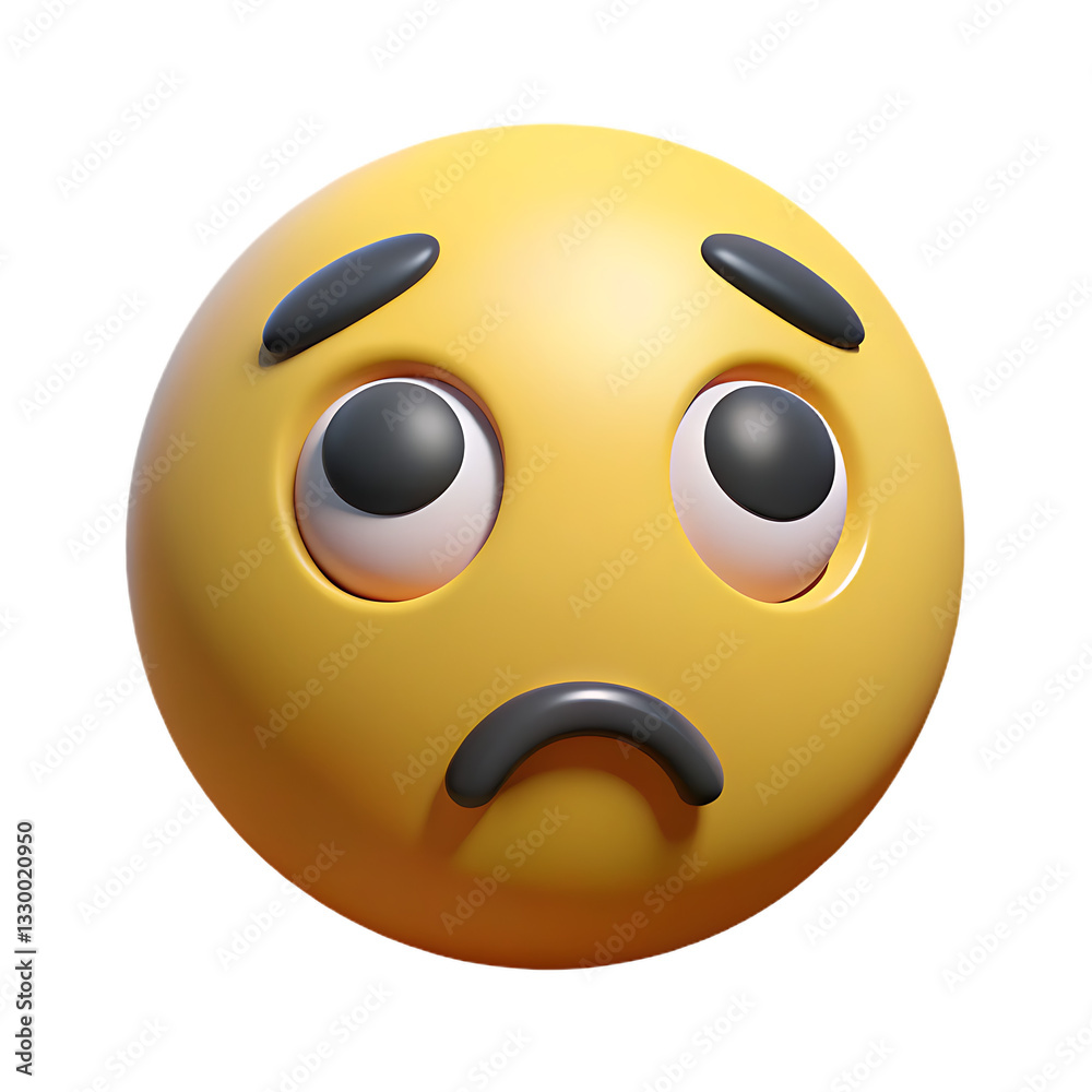 sad emoji, 3d render, yellow sad emoji, 3d render, yellow