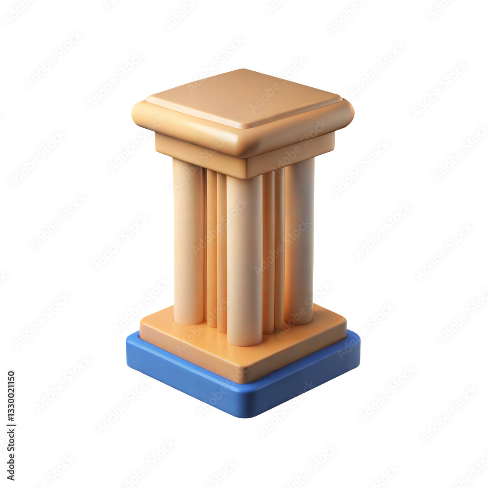 3D Rendered Beige Column Pedestal on a Blue Base isolated on transparent background 3D Rendered Beige Column Pedestal on a Blue Base isolated on transparent background