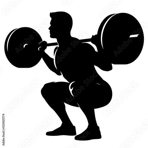 Man squatting with barbell silhouette