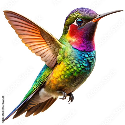 colorful hummingbird isolated on white background.PNG