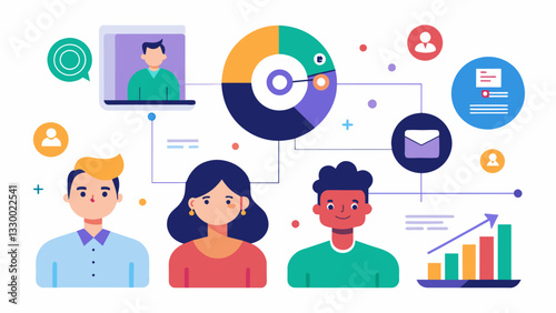 Combining transaction data with demographic information to gain a deeper understanding of a companys target audience.. Vector illustration