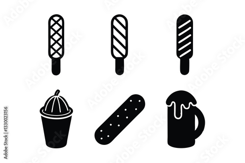 churro icon set vector