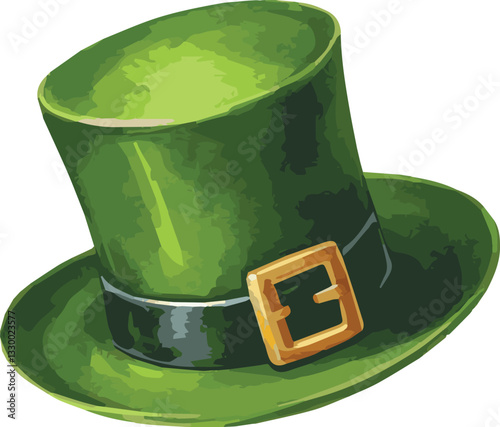 Watercolor vector illustration of a St. Patrick's day green hat