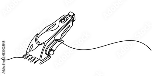 Continuous one line hair clipper. Vintage hair clipper isolated on a white background. Barbershop concept. Vector illustration, Electric hair clipper, beard trimmer one line continuous drawing. 