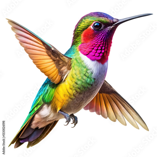 colorful hummingbird isolated on white background.PNG