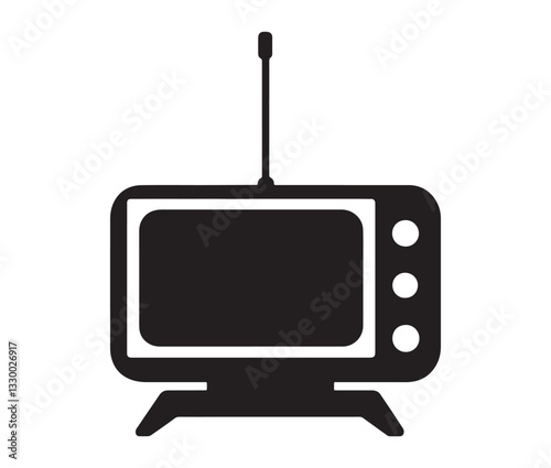 Minimalist old-school television silhouette. Retro tv set isolated. 