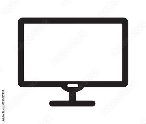 lcd monitor isolated on white, Modern monitor icon – minimalist screen design.