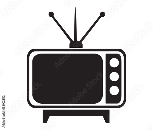 Minimalist old-school television silhouette. Retro tv set isolated. 
