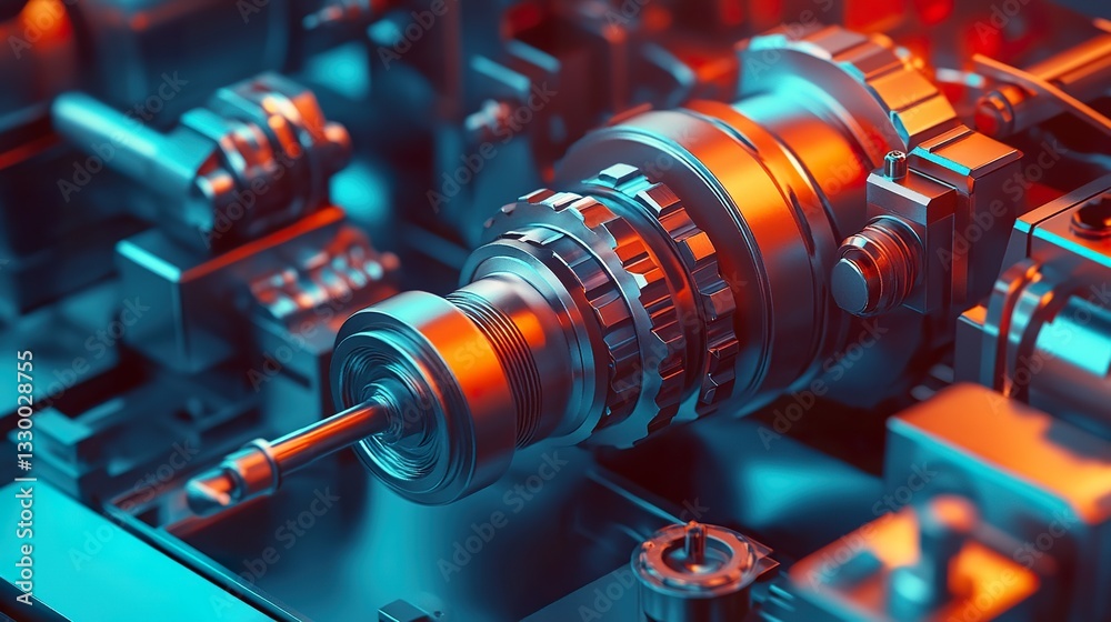 Obraz premium Complex Machinery Gears Close-up Bright Colors