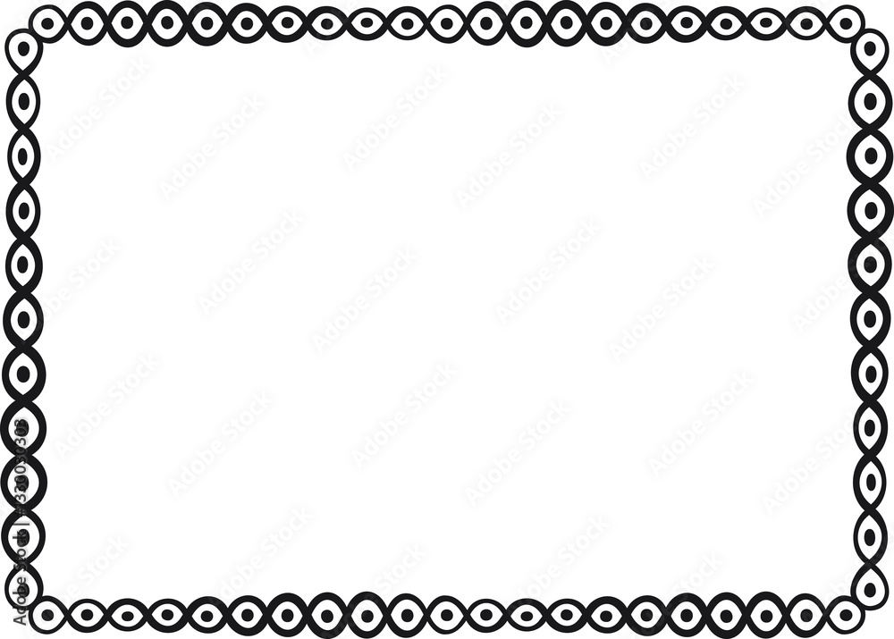 Rectangular border with dots inside a wavy line. Vector illustration made with lines and dots creating a rectangular border
