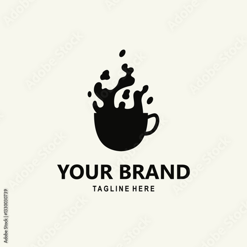 black coffee cup and splash logo illustration