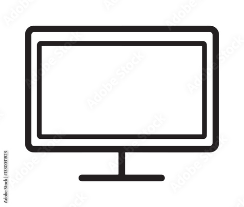 lcd monitor isolated on white, Modern monitor icon – minimalist screen design.