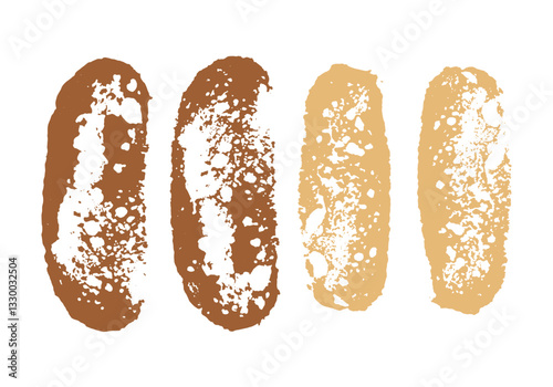 Bread texture imprint top view. Abstract sponge stamp structure. Vector bread slices pores surface. Minimalist print image.