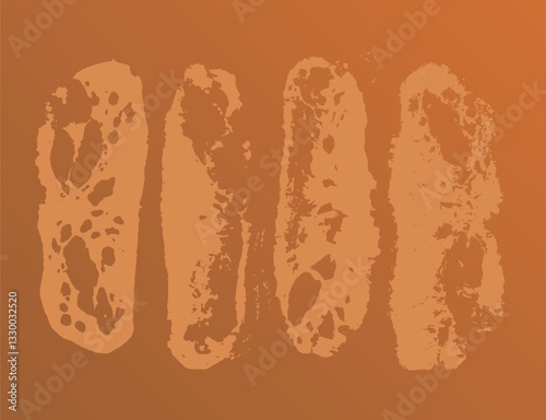 Bread texture imprint top view. Abstract sponge stamp structure. Vector bread slices pores surface. Minimalist print image.