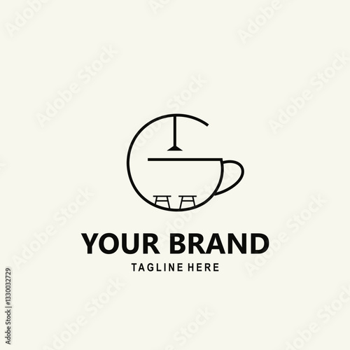 illustration of letter G and coffee cup with modern style