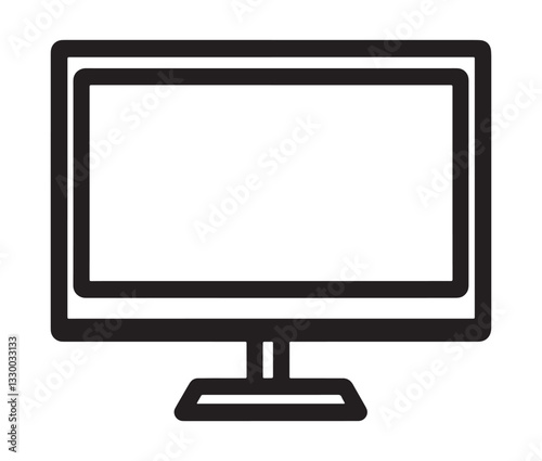 lcd monitor isolated on white, Modern monitor icon – minimalist screen design.