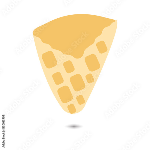 A charming digital illustration of a waffle cone with a golden brown texture and a delicious topping. Designed with a transparent background