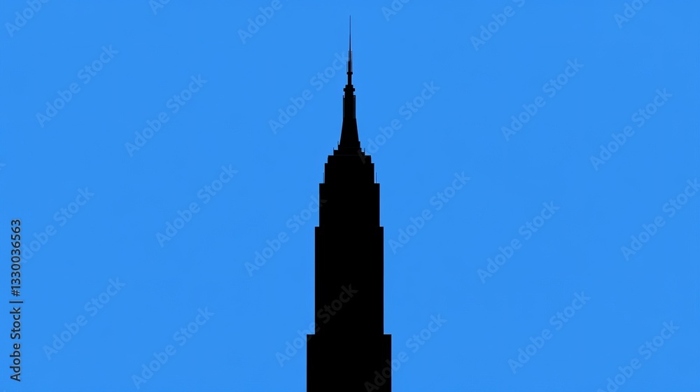 Obraz premium Skyscraper Silhouette Against Blue Background AR 169V 61