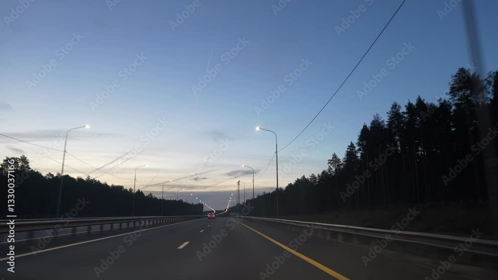 sunrise drive on a highway sunrise drive on a highway