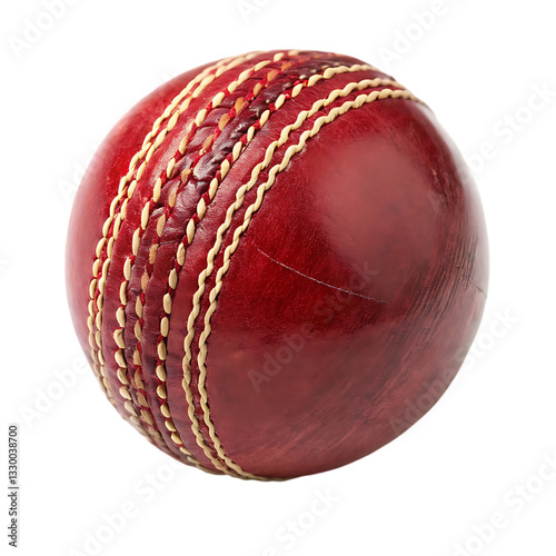 cricket ball, red leather cricket ball with white seam
