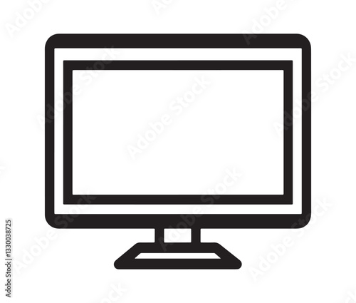 lcd monitor isolated on white, Modern monitor icon – minimalist screen design.