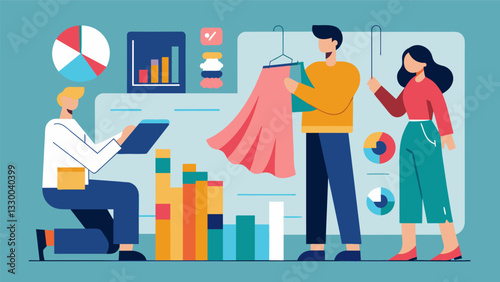 By analyzing consumer data designers are able to pinpoint the types of fabrics and materials that will be in demand in the near future.. Vector illustration