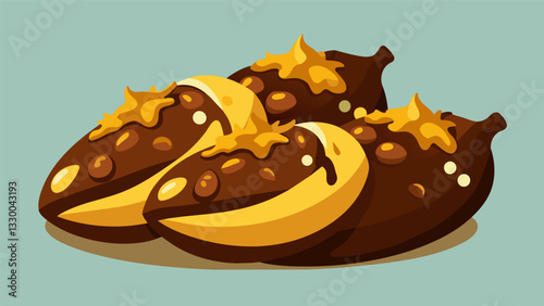 Chocolatecovered bananas topped with crushed nuts for a sweet and nutritious snack that satisfies cravings and provides energy.. Vector illustration