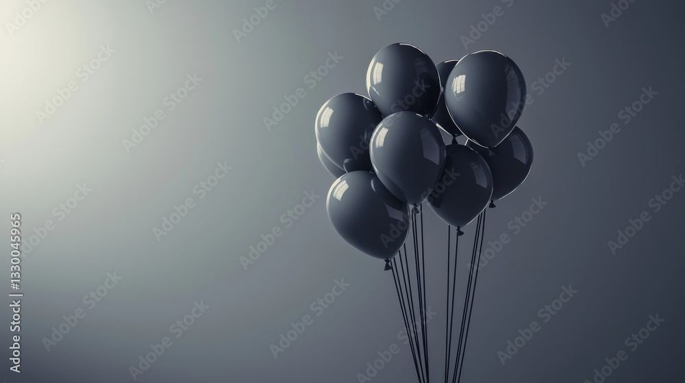 Elegant collection of black balloons on display. Elegant collection of black balloons on display.