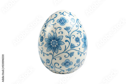 Decorative blue floral egg design for spring celebration and home decor creation