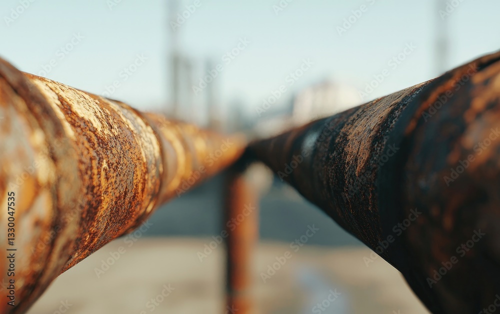 Close Up Of Two Rusty Pipes In An Industrial Setting Close Up Of Two Rusty Pipes In An Industrial Setting