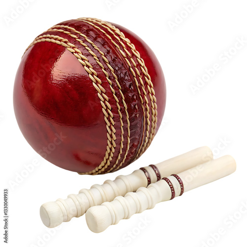 red leather cricket ball seam photo
