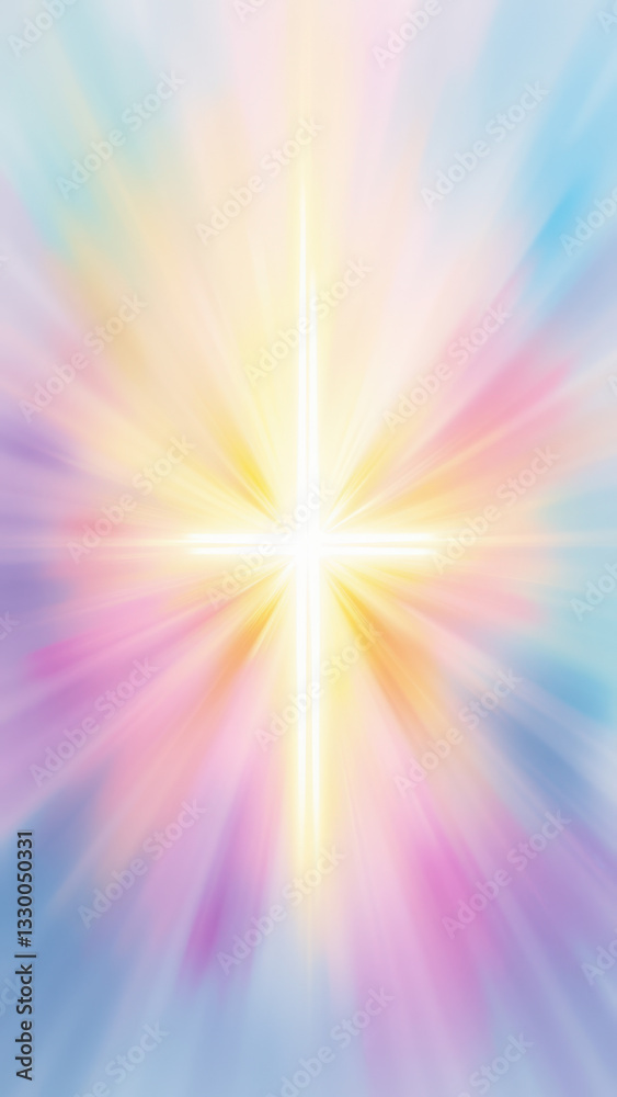 Obraz premium Radiant Christian artwork with cross at center.