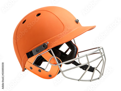 orange cricket helmet with grill