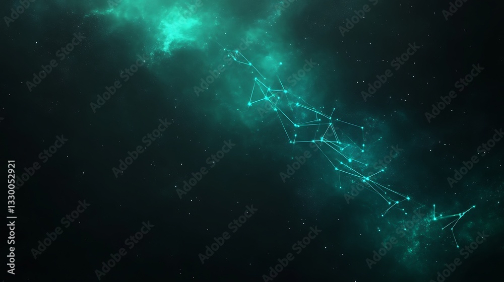 Fototapeta premium Celestial Network Across A Teal Nebula