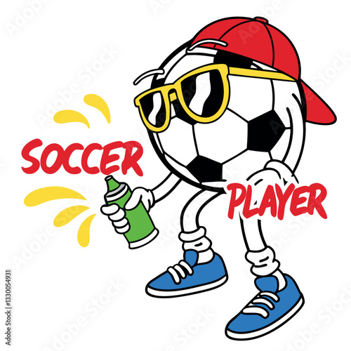 Cool Cartoon Soccer Ball Player T-Shirt Design