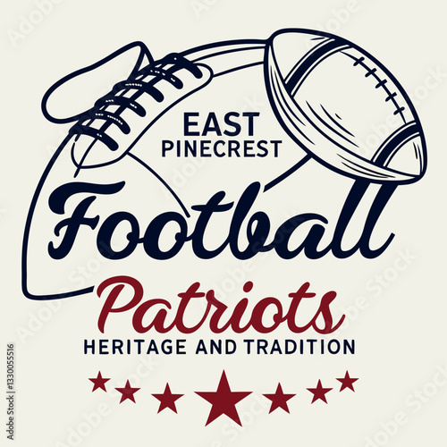 East Pinecrest Football Heritage T-Shirt: Vintage design featuring "East Pinecrest Football" and established year 1977.