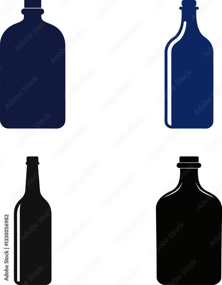 Bottle Silhouette Set - Container Vector Illustrations Bottle Silhouette Set - Container Vector Illustrations
