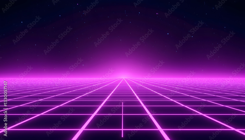custom made wallpaper toronto digitalFuturistic grid landscape with vibrant purple glow