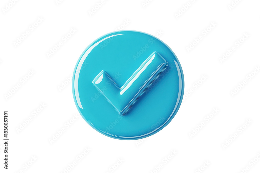 Blue checkmark icon on transparent background, cut out Blue checkmark icon on transparent background, cut out
