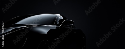 Sleek black car silhouette in low light.