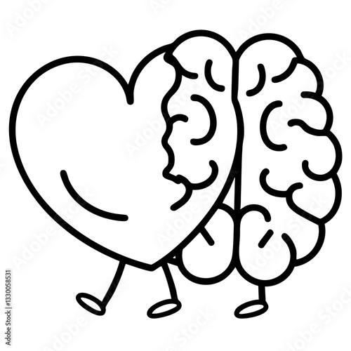 autism empathy hand drawn black and white outline