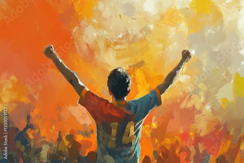 Excited Soccer Fan Cheering for Victory / Die-Hard Football Fan Reacting to Match Win
