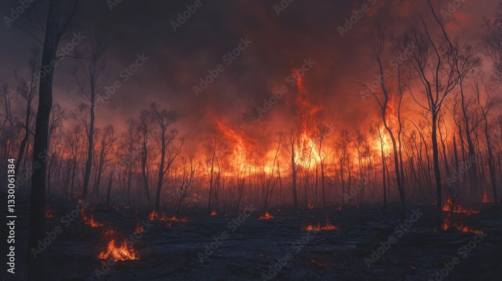Forest fire devastation wilderness visual imagery smoky atmosphere aerial view catastrophic blaze Forest fire devastation wilderness visual imagery smoky atmosphere aerial view catastrophic blaze