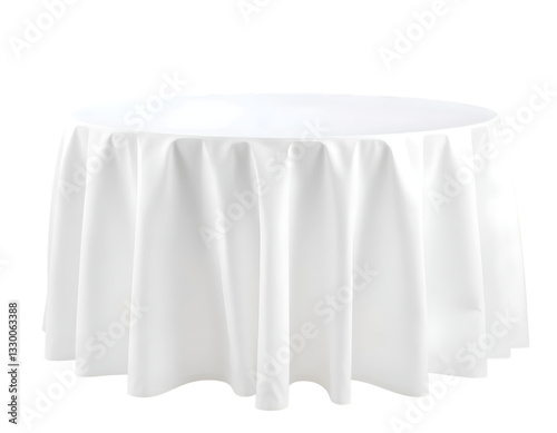 Round white tablecloth on a transparent background