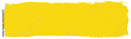 Yellow brush stroke of paint isolated on transparent background