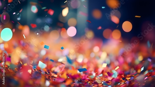 A colorful explosion of confetti is scattered across the ground